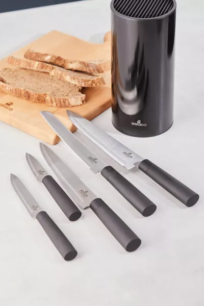 Roscar Black 6-Piece Knife Set with Stand