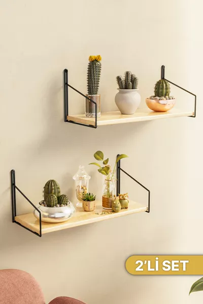 Wandregal Regal Schwarz Matt Lackiertes Massivholz Wandregal 2-teiliges Set Luxus Dekoratives Badezimmer Küchenregal