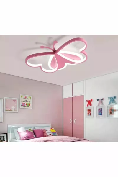Deckenleuchte mit LED für Kinderzimmer in Rosa Schmetterlingsdesign