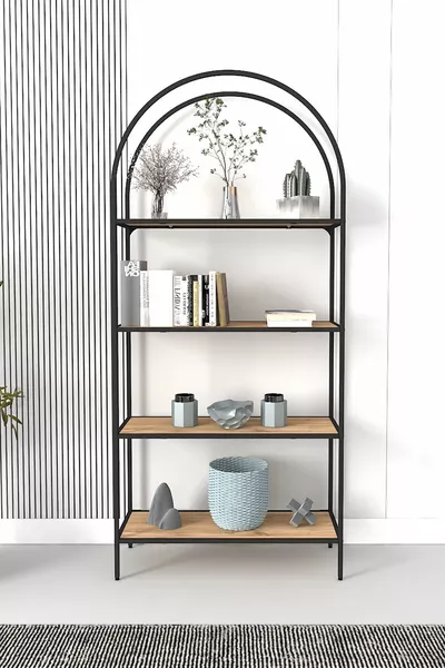 Мона Черен Шкаф Полка Декоративни Аксесоари Рафтове за Кухня Атлантическа Соснова ПДЧ