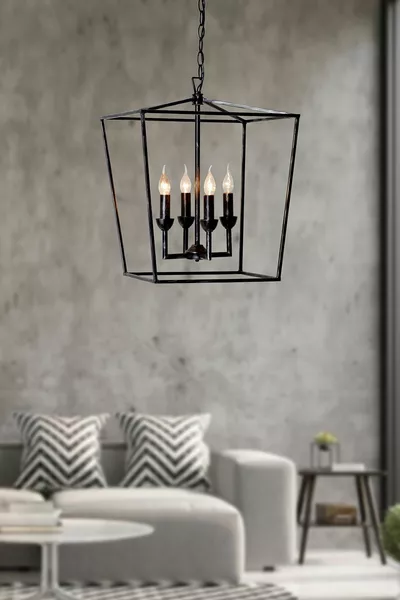 Cage Black Metal Body Rustic Design Luxury Chandelier