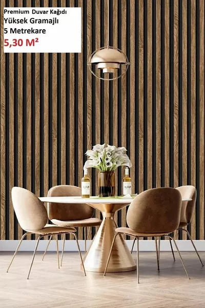 3D ефект Ламбристична панелна дървена стена с релефна тапетна декорация 5 м²