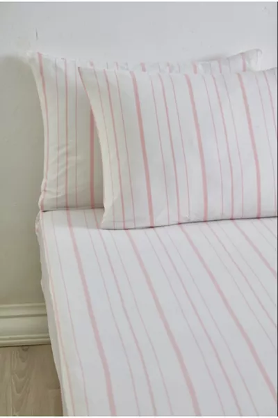 Комплект чаршафи с ластик на райета, памучен - с калъфки за възглавници, единичен - двойно - голям