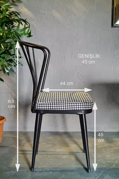 4 Pieces Black Sun Chair Kitchen Living Room Dining Room Chair with Metal Legs