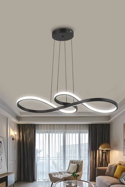 Люстра с 3 цвята, черна, с дистанционно управление, LED осветление, пътен LED полилей