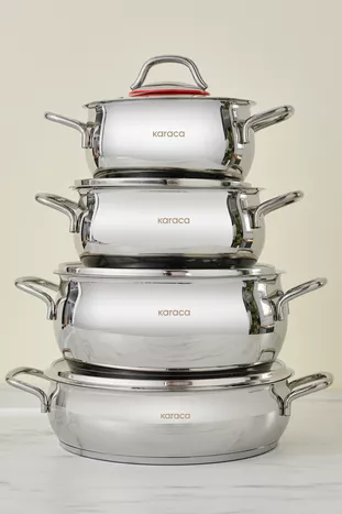 Emirgan Inductie 8-delige roestvrijstalen pannenset