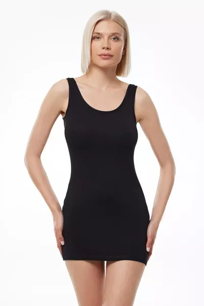 Женская черная длинная майка из модала 