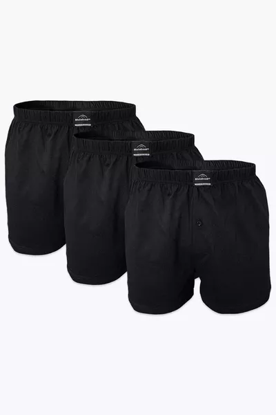 Men's Black 3-Pack Boxer Briefs, Loose Fit, Plus Size, % Cotton, Extra Large 