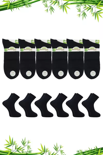 Calze da donna in bambù a mezza gamba, nere, senza cuciture, confezione da 6.
