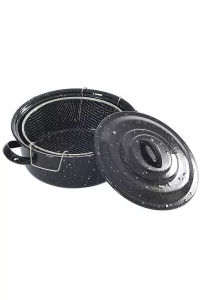 Covered Enamel Deep Fryer Hobistan French Fry Pot cm