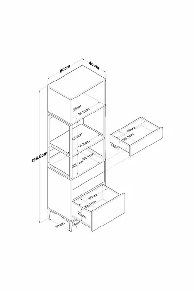Rani  Çok Amaçlı Dolap 1 Kapaklı 3 Çekmeceli Kiler Mutfak Dolabı Beyaz