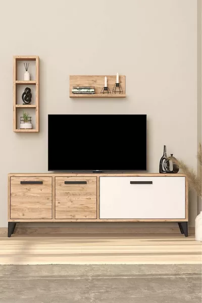 Porto Open Shelf TV Unit Atlantic Pine White