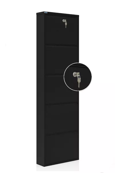 Meuble à chaussures métallique verrouillable 5 places - Noir