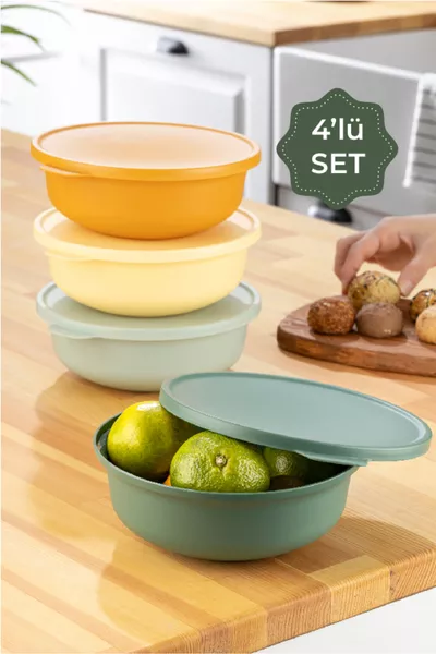 4er-Set Schüssel mit Tupy-Deckel 4x(1 Liter) Gemischt