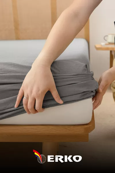 Едноцветен чаршаф с ластик от % памучен трикотаж, единичен, двойен, кралски размер