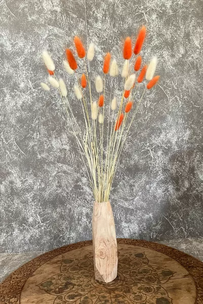 Оранжев натурален сушен памучен трън, букет за булка с опашка на заек, аранжировъчен цвят Лагурус  стъбла