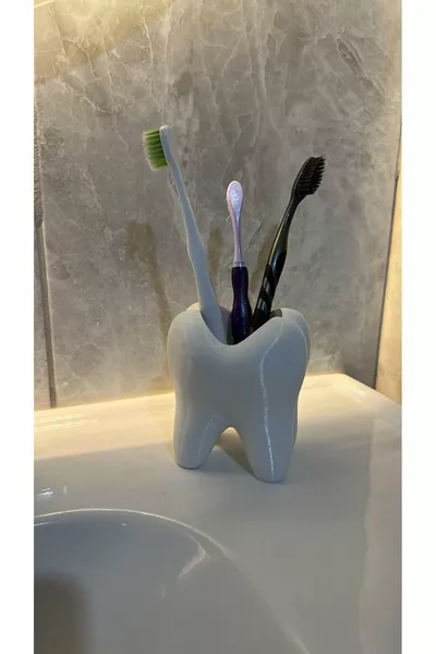 Чашка за четка за зъби във формата на зъб, декоративна четка за зъби