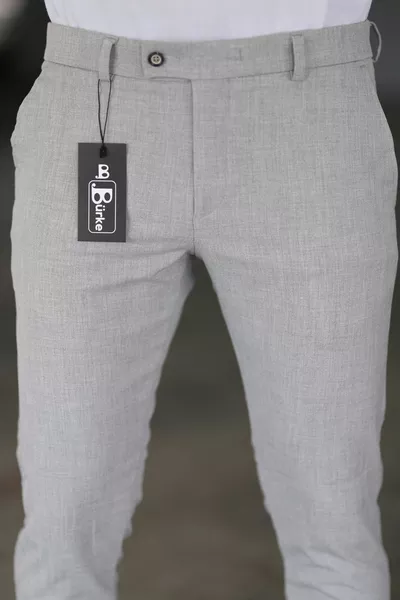 Pantalon en tissu de longueur de cheville de lycra extensible de couleur grise pour hommes de bonne qualité