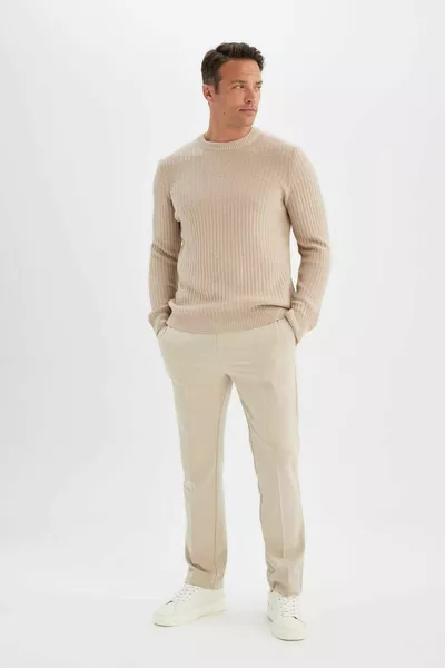 Standard Fit Normal Fit Crew Neck Jacquard Aviator Knit Sweater wn