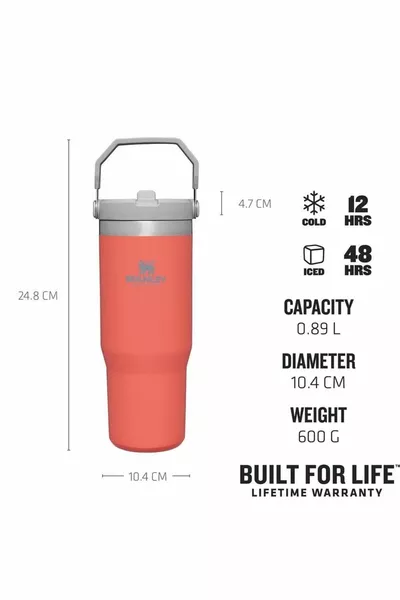 كوب ترمس فليب سترو مع قش 0, لتر من آيس فلو - جوافة