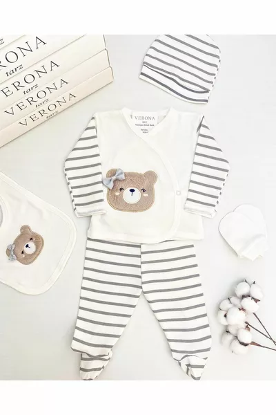 Nieuw Seizoen Baby Girl Teddybeer 5-delige Hospital Exit Set Pasgeboren Outfit Set
