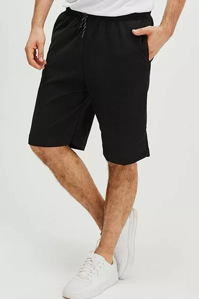 Herren Schwarz Zweigarn % Baumwolle % Polyester Casual Fit Casual Bermuda Shorts