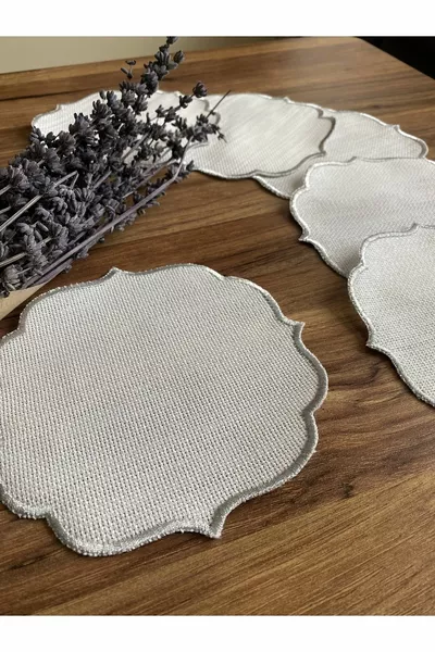 6 Linen Linen Linen Fabric Silver Color Coffee Side Cocktail Presentation Napkins Suitable for Etamine Processing