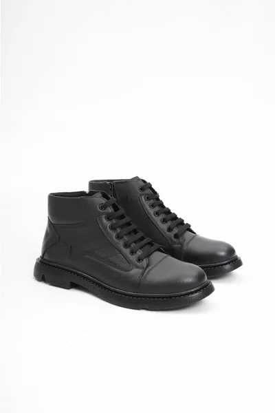 Сапоги из натуральной кожи черные мужские кожаные сапоги 