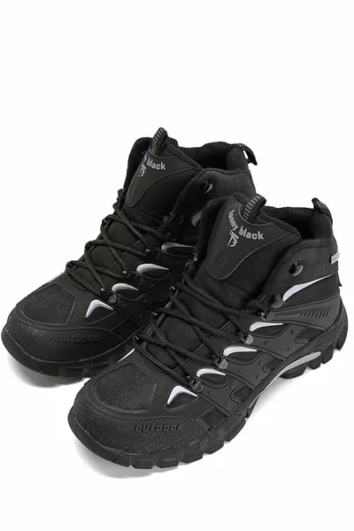 Unisex Schwarz Hellgrau Bequeme Passform Wasserabweisende Schnürstiefel Unisex Stiefel