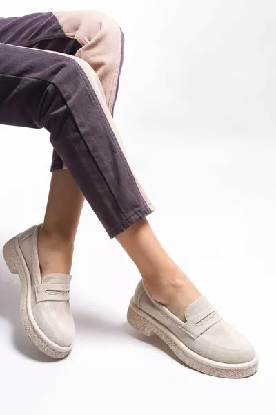 Ashlalona Mocassins Femme  Daim Beige