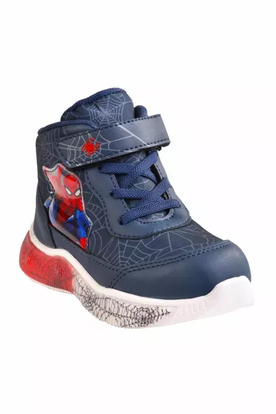 Baskets Polaire Antidérapantes Lumineuses Noir & Bleu Marine Garçon / Bottes de Sport Légères Ellaboni&b