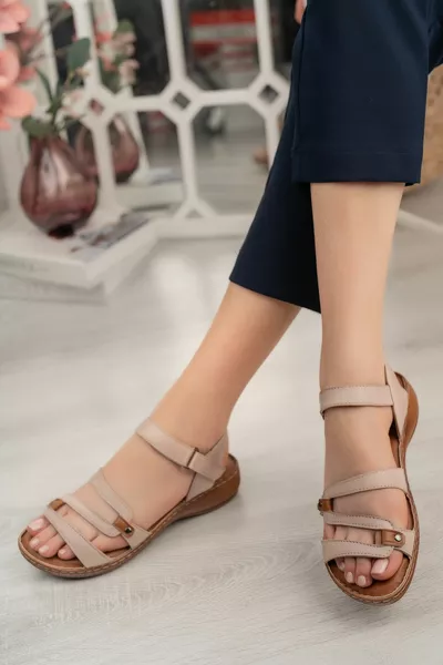 Sonia Anatomical Orthopedic Genuine Leather Comfortable Sole Women Slippers Sandals