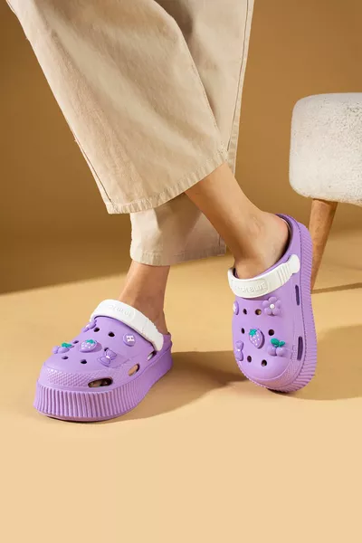 Дамски лилави бели ежедневни сандали Eva Sea Beach Confort