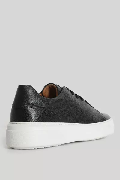 Tommy Herren Leder Sneaker Schuhe Schwarz