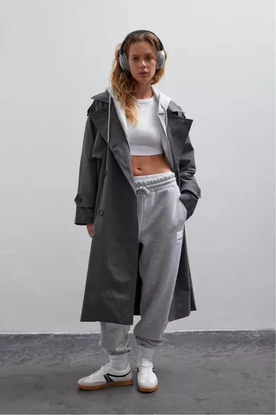 Greymelange Basic Jogginghose aus Fleece