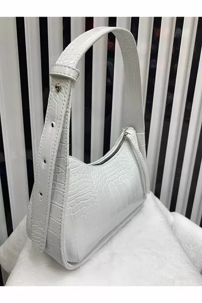 المرأة البيضاء كروكو منقوشة حقيبة الرغيف الفرنسي