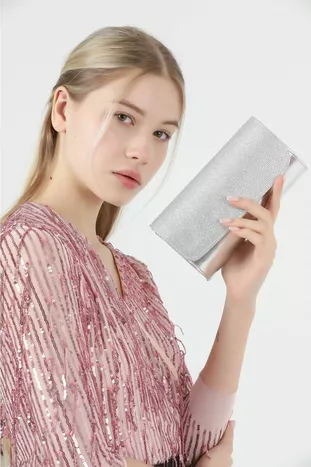 Efnan Store Gümüş Abiye Portföy Çanta