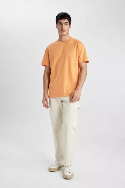 New Regular Fit Bisiklet Yaka Basic Kısa Kollu % Pamuk Tişört sp