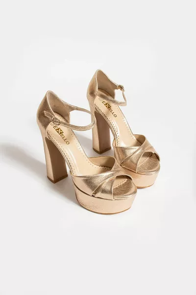 Chaussures de soirée dorées à plate-forme haute rembourrée douce