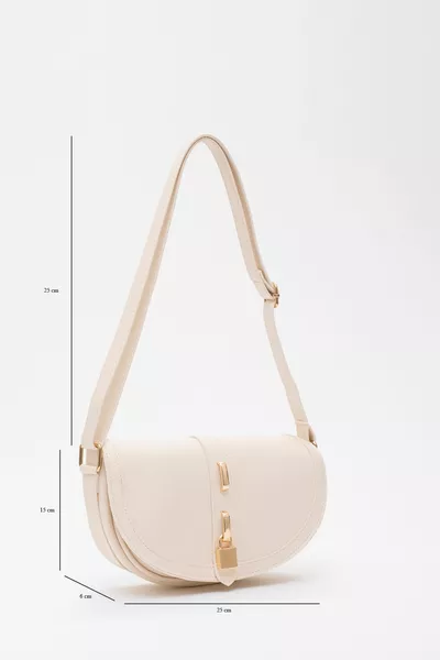 كريم  فو الجلود مقصورة واحدة حقيبة المفاجئة مع قفل التفاصيل L:  W:  W: 6 سم