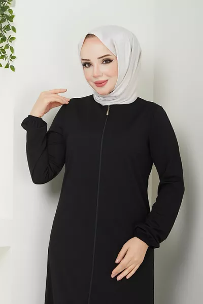 Gebet Abaya mit Reißverschluss (SCHWARZ)