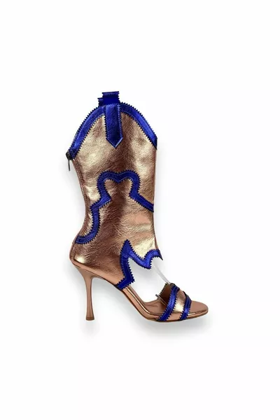 حذاء اوكلام كاوبوي صيفي بكعب رفيع ذهبي للسيدات  سم 