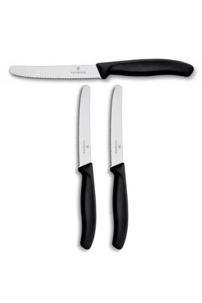 Paslanmaz Çelik Özel Siyah Domates Bıçağı Seti 6. 3 Adet Siyah