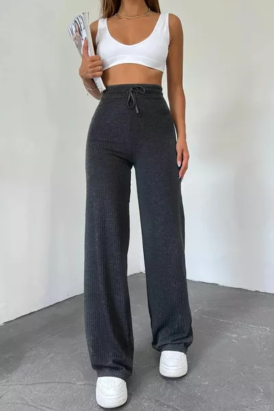 بنطال رياضي نسائي أنترسايت بطول واسع وقصة بالازو مربعات وتفصيل مضلع