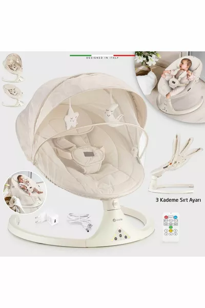 سرير الأطفال الكهربائي التلقائي المتأرجح التدريجي بلون البيج Dormire 2