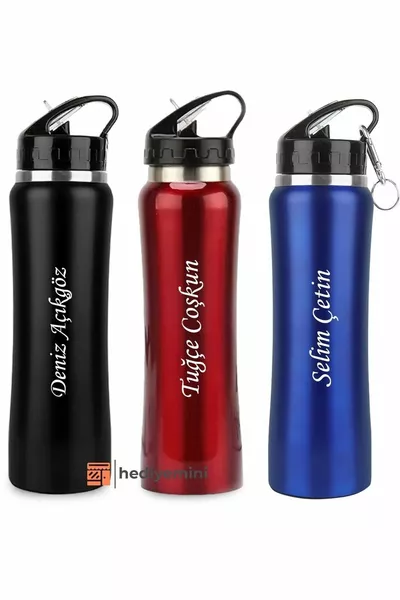 Gourde personnalisée avec nom  ml, gourde en acier, gourde scolaire, gourde sans isolation pour pique-nique, école, enfant