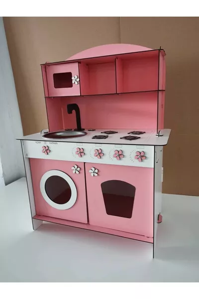 Wooden Toy Kitchen 3mm X Pink