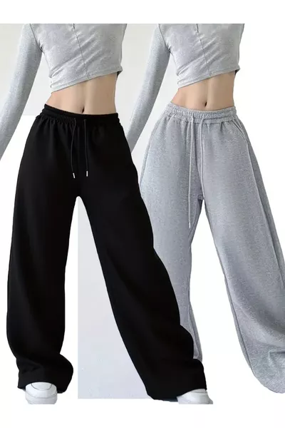 ДВА ЧЕРНО-СИВИ ШИРОКИ СПОРТНИ ПАНТАЛОНА