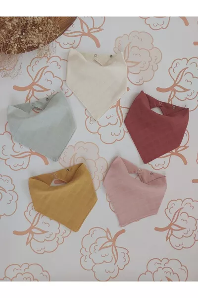 5 قطع من فوط الأطفال العضوية المصنوعة من القماش الموسلين مزدوجة الطبقات، للرقبة، لتناول الطعام وصناعة اللعاب