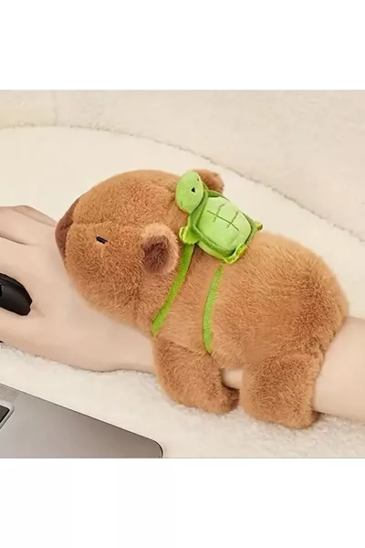 سوار محشو على شكل كابيبارا ظريفة، زينة للسيارة، ناعم داخل السيارة، لونه بني، لعبة كابيبارا